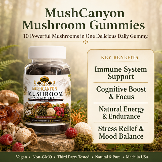 Mushcanyon Mushroom Gummies (New look Same Formula)