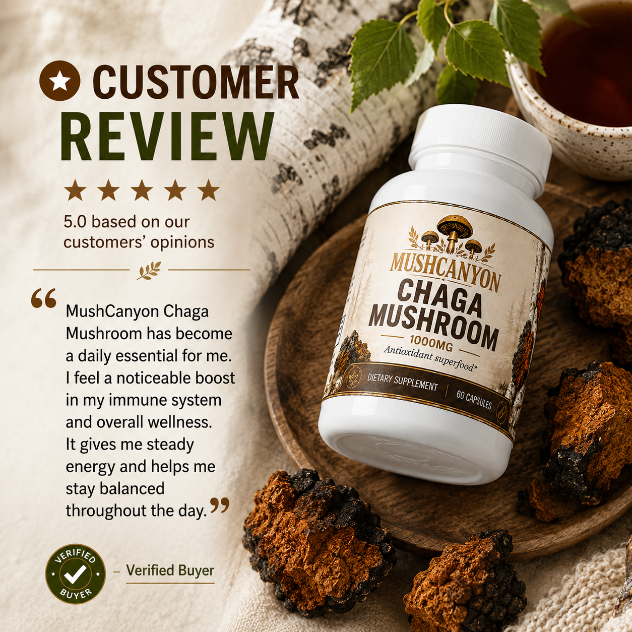 MushCanyon Chaga Mushroom (New look Same Formula)