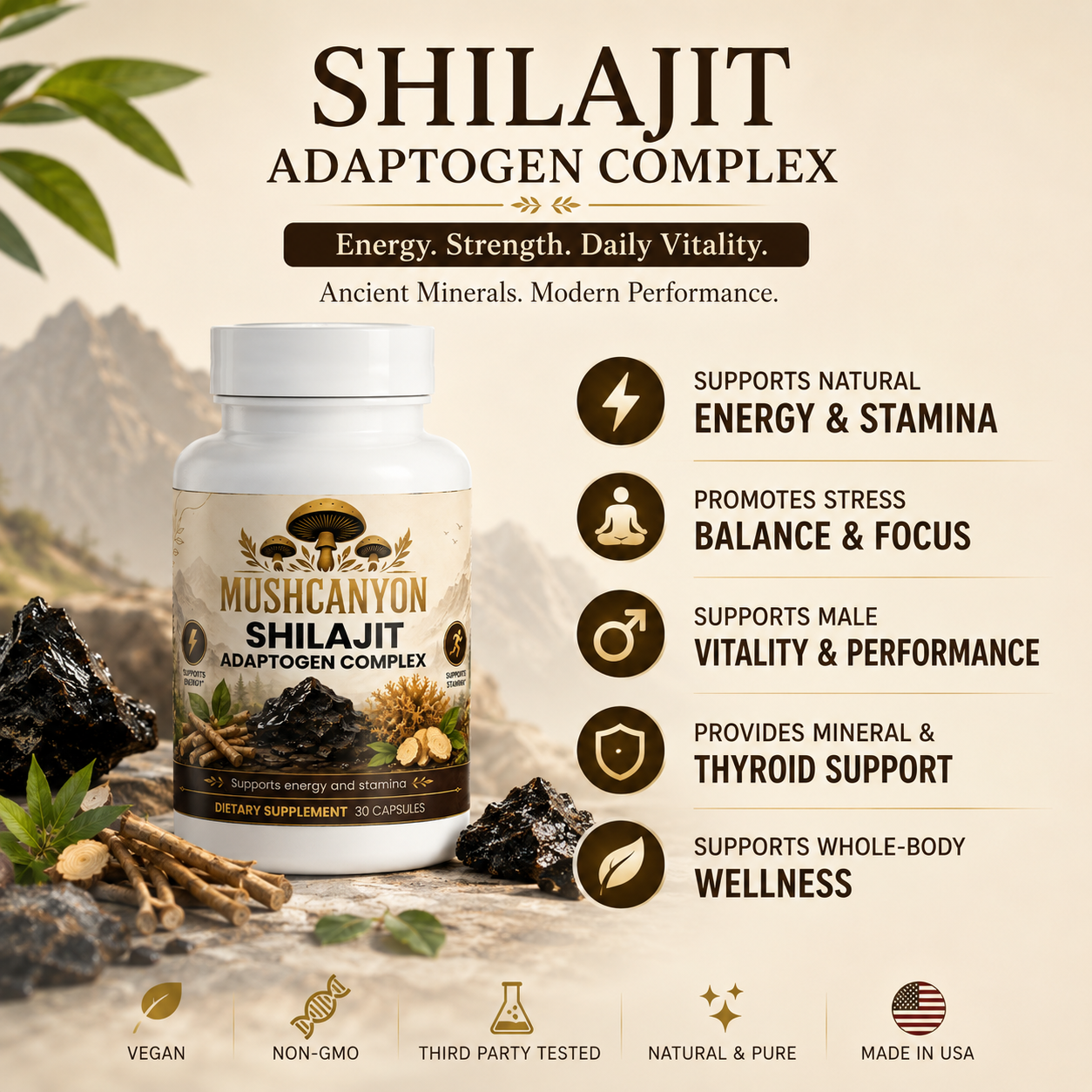 MushCanyon Shilajit Adaptogen Complex